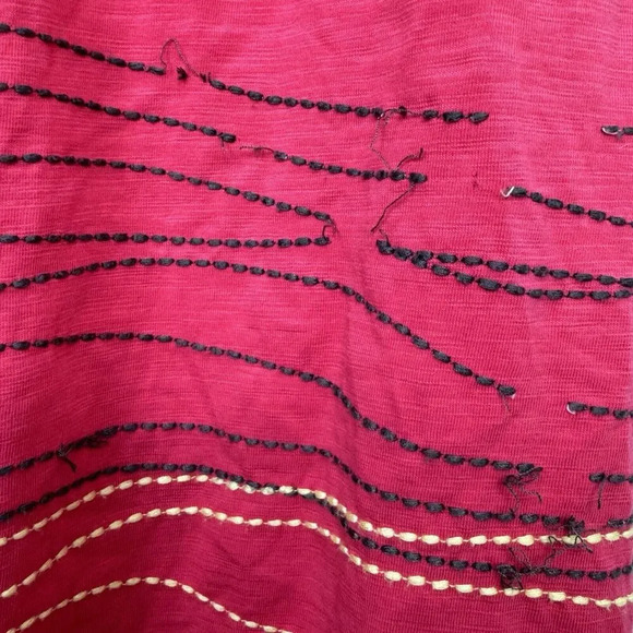 Boden Bea Embroidered Midi Boho Western Dress Size 8R Fuchsia Short Sleeves FLAW - Picture 8 of 9